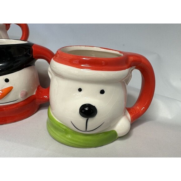 Royal Norfolk Christmas Mug Set Santa Polar Bear And 2 Snowmen Set Of 4 - Picture 3 of 11